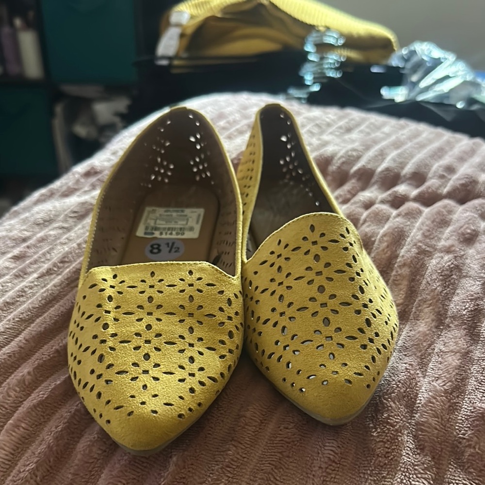 Yellow Perforated Women's Loafers